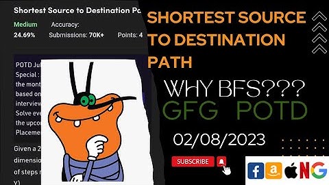 Shortest source to destination path | 2 august | gfg potd today | why Bfs? | GFG Problem of the Day