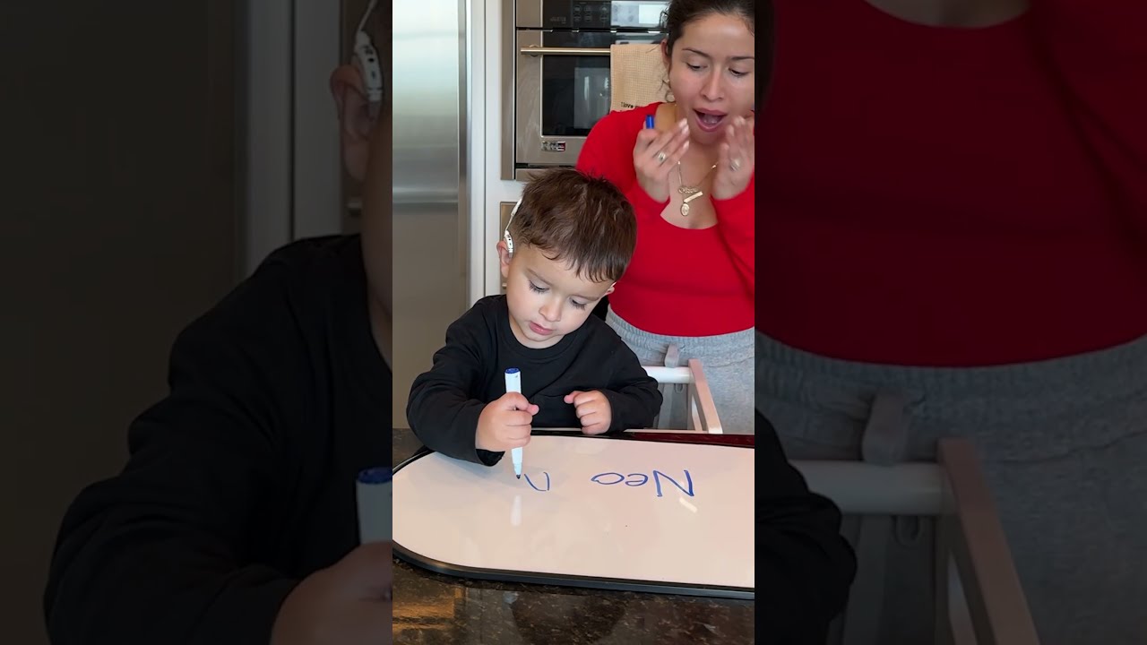 My 2 Year Old Deaf Son Writes His Name For The First Time Shorts