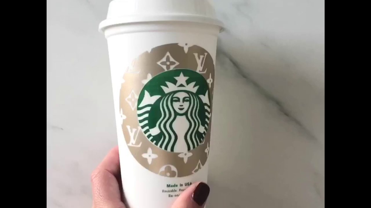Download Free Diy Louis Vuitton For Starbucks Cup With Svg For Cricut Users Youtube PSD Mockup Template