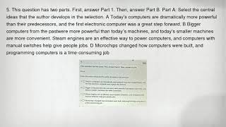 5. This question has two parts. First, answer Part 1. Then, answer Part B. Part A: Select the centra