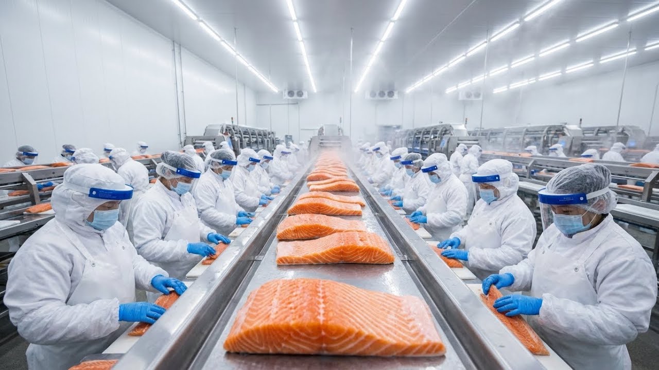 Inside a Salmon Sashimi Factory – From Ocean to Sashimi (Full Process)