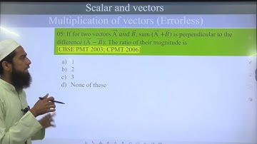 05 | if for two vectors A and B, sum (A + B) is perpendicular to the difference (A - B). the ratio o
