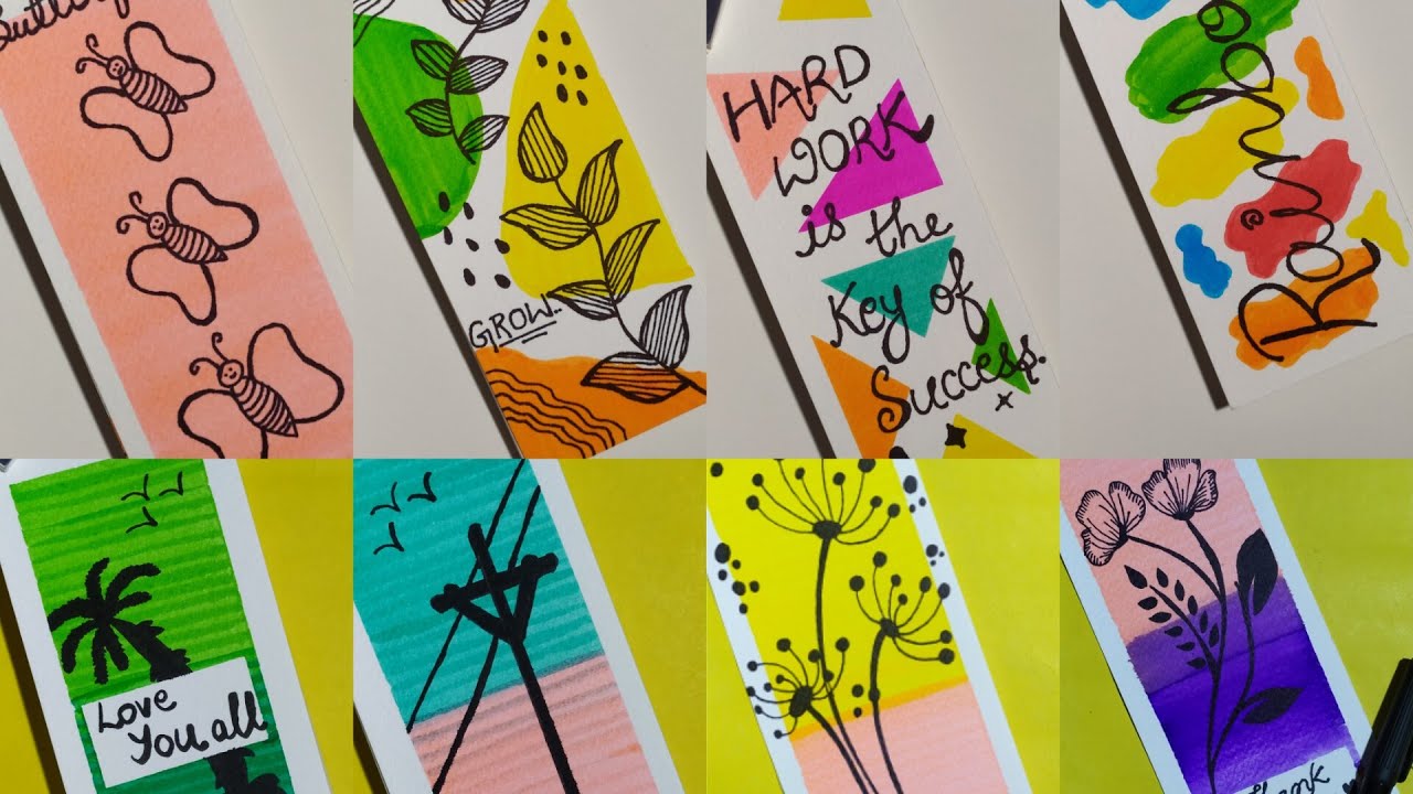 10 Easy Painting Ideas Bookmark Painting For Beginners 🌈 YouTube