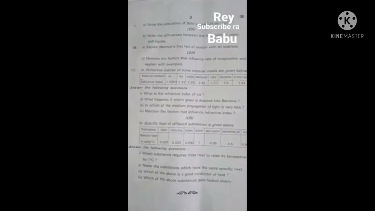 9th Class physics sa2 Question Paper 2022 |(original paper)