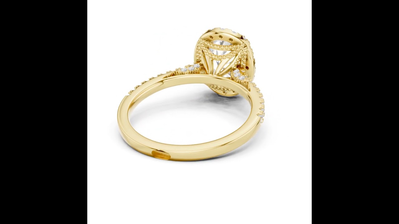 Vintage Inspired Oval Cut Halo Wedding Ring