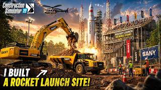 Building a ROCKET LAUNCH VIEWING STAND with GIANT MACHINES! Construction Simulator 22 | ConSim