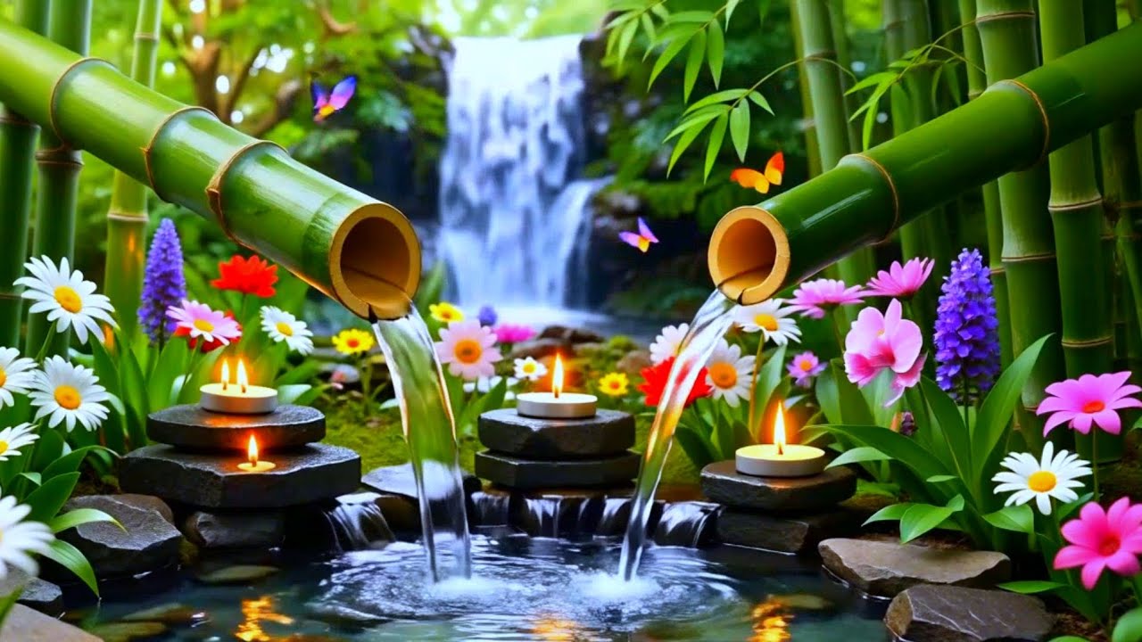 Healing Deep Sleep Music with Calm Piano and Flowing Bamboo Water Ambience