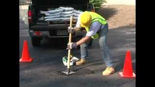 Contractors use U.S. Cold Patch to repair asphalt potholes and cracks