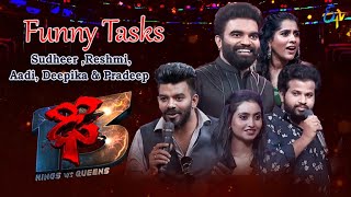 Sudheer,Rashmi,Hyper Aadi, Deepika & Pradeep Funny Tasks Dhee 13 Kings Vs Queens Etv Telugu