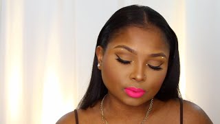 Neutral look with bright pink lips ft. Dossier.co perfume
