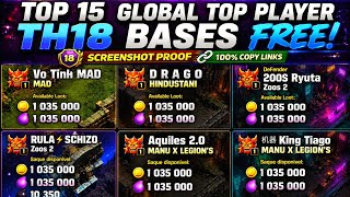 Top 15 Best TH18 Bases Used by Global Top Players 🔥 Anti Meta | Th18 War Base | Th18 Legend Base|COC