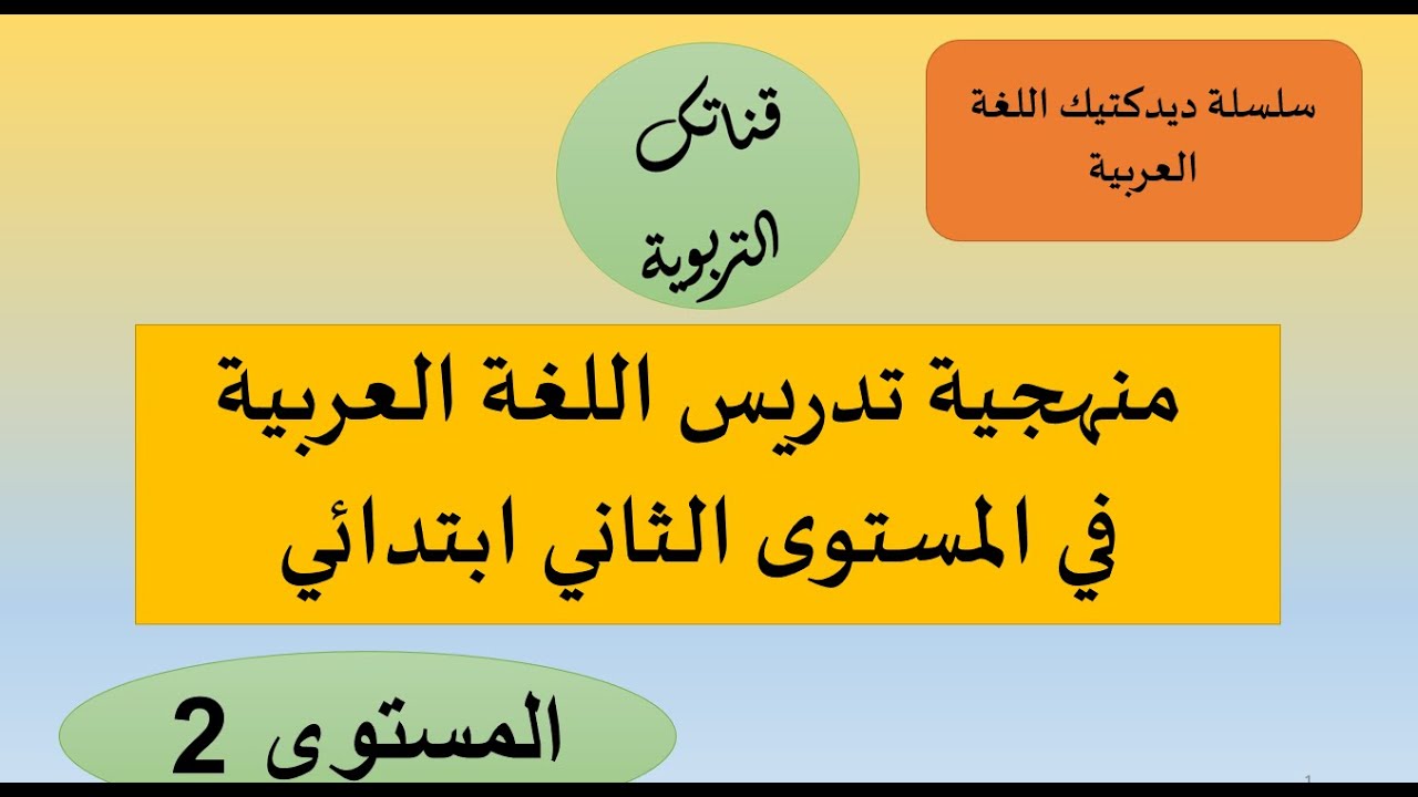 سلسلة ديدكتيك اللغة العربية الحصة 3 منهجية تدريس مكونات المستوى الثاني بالابتدائي