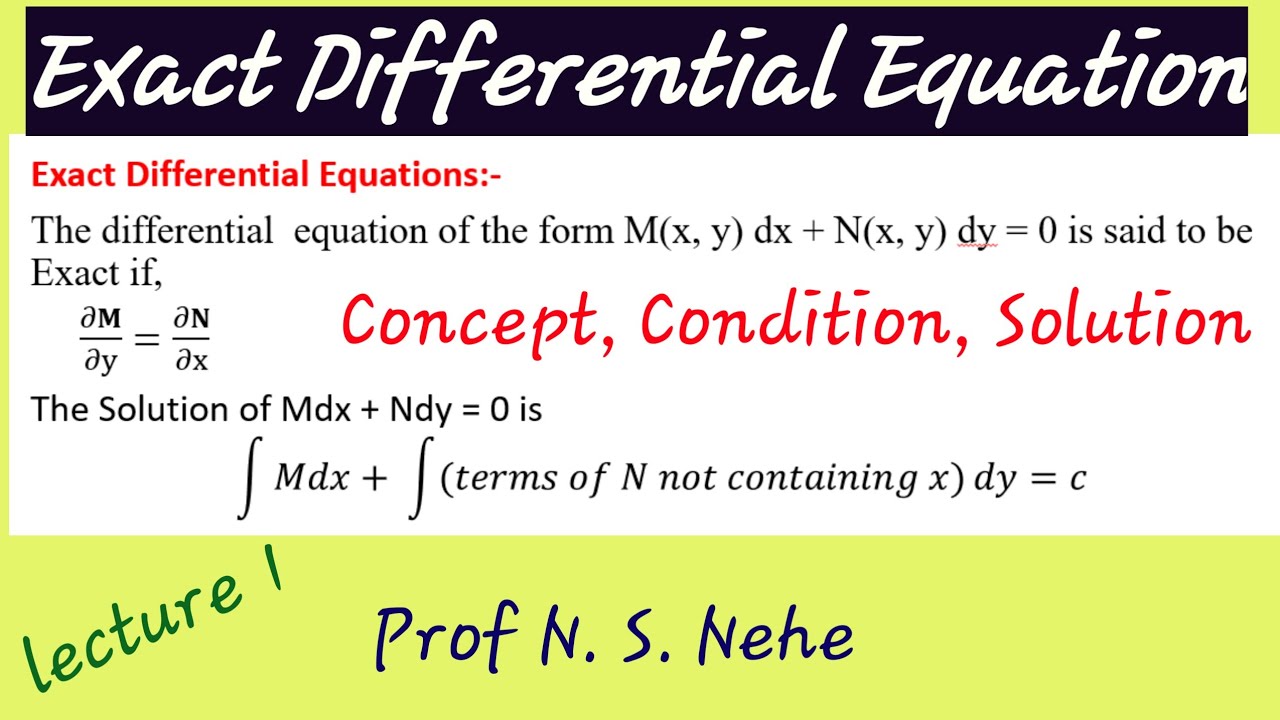 Exact differential equation first order concept exact differential