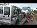 17.06.2020 - VN24 - Auto-Transporter bei Unfall auf der A2 auf die Seite gekippt