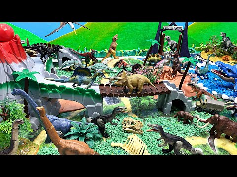 Volcano Adventure With Jurassic World Dinosaurs - Tyrannosaurus Rex, Brachiosaurus, Mosasaurus