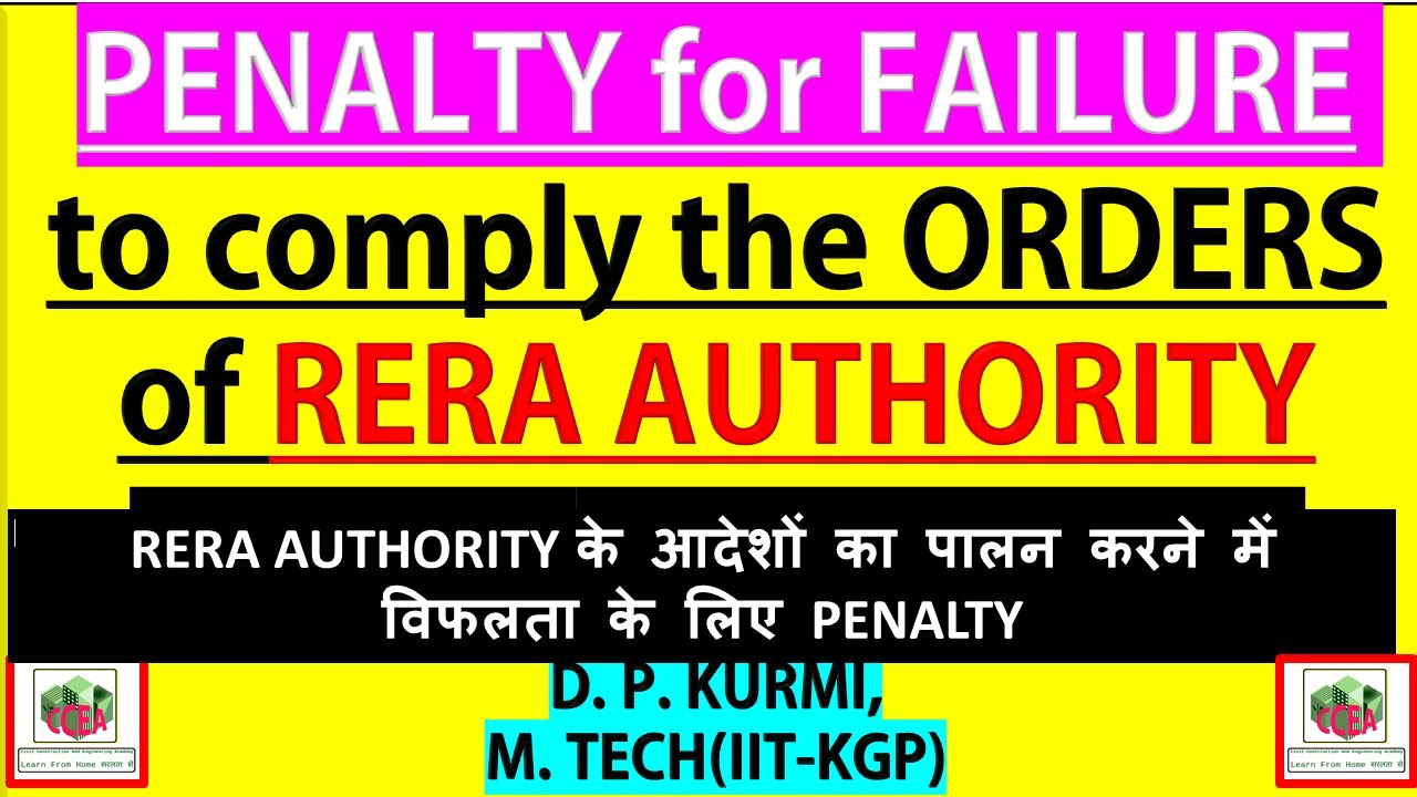 PENALTY for failure to comply the ORDERS OF RERA AUTHORITY-114
