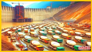 Dam Concrete Pouring | The Longest Concrete Pouring Process in the world