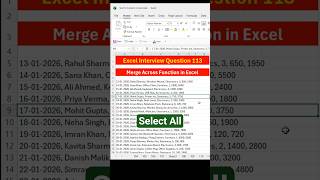 Excel Interview Question 113 🥰 | Merge Across in excel 😍 #excel #excelinterviewquestions #shorts