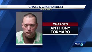 Man arrested after chase and crash in Des Moines