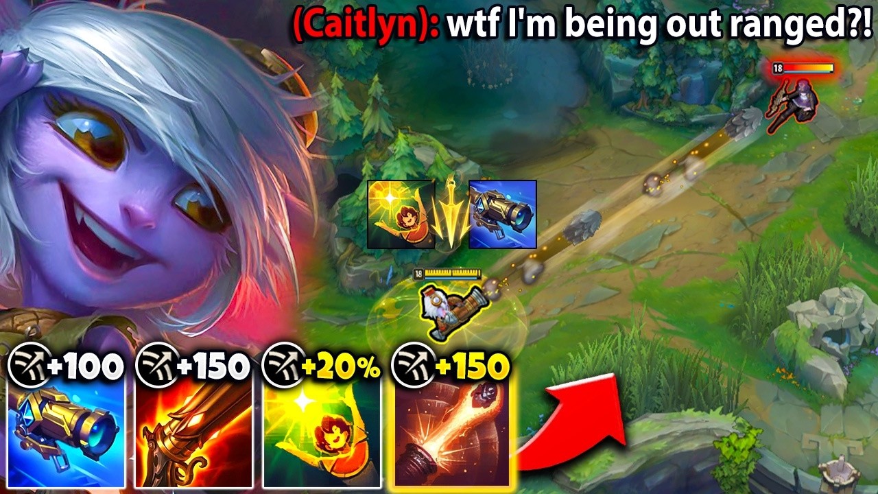 Tristana but I have so much Attack Range even Caitlyn was out-ranged (CROSS MAP AUTOS)