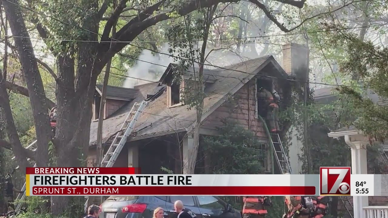 Firefighters battle blaze at Durham home - YouTube