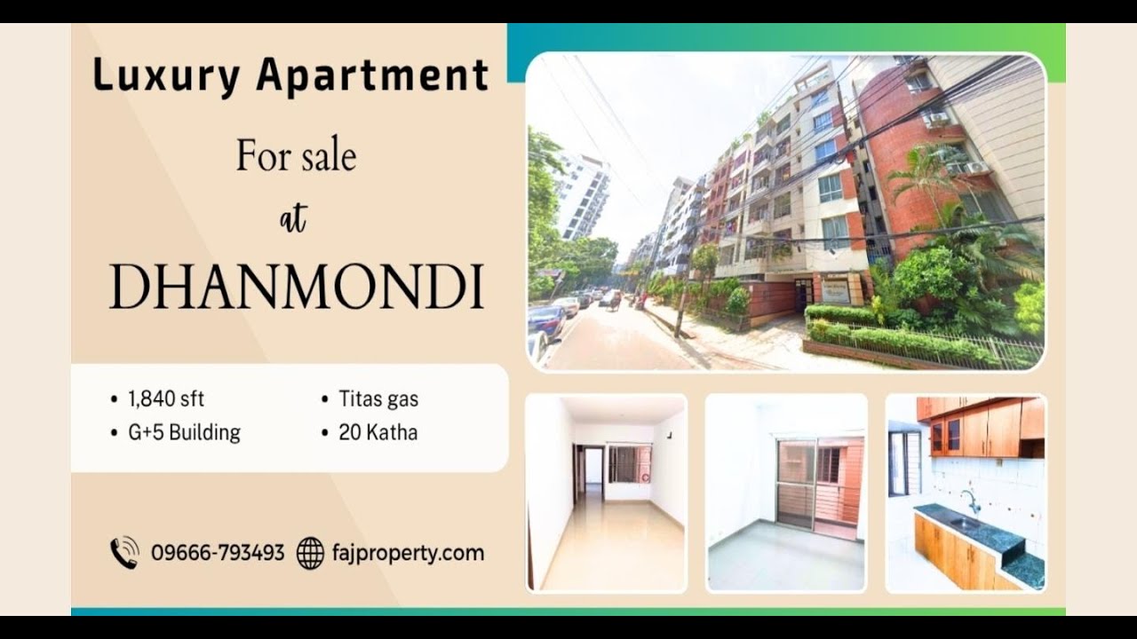 Ready Apartment for Sale in Dhanmondi | 1840 Sft Modern 3-Bed Apartment