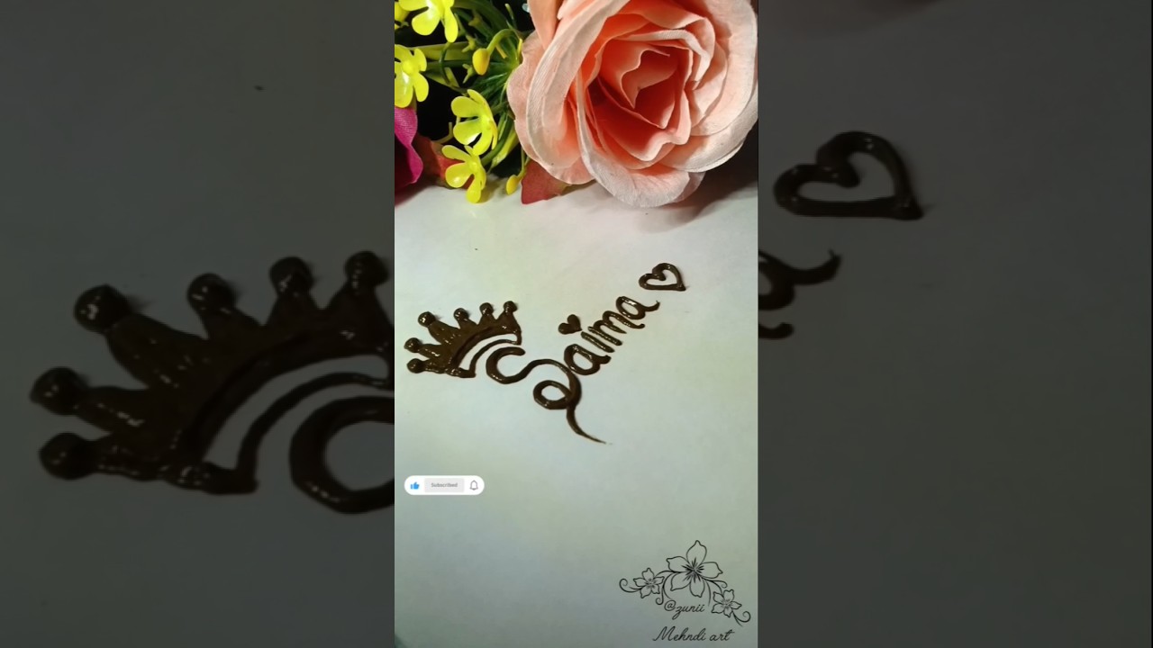 Saima Name Art 👑 Beautiful Crown Style Name Mehndi Tattoo | Stylish Name Design 