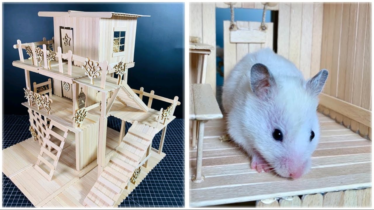 DIY Two-Story Popsicle Stick Apartment Tutorial (For Dwarf Hamsters) –  Beanie the Hamster