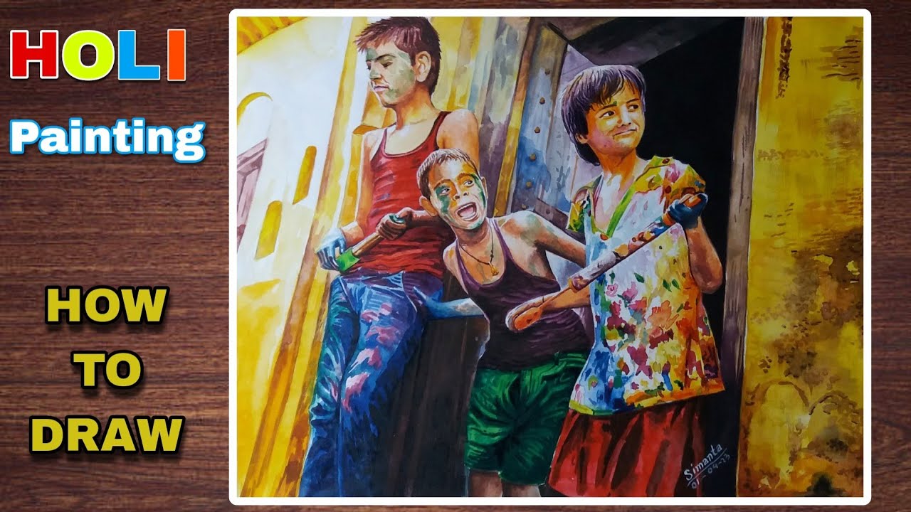 Holi Festival Drawing//Holi painting - YouTube