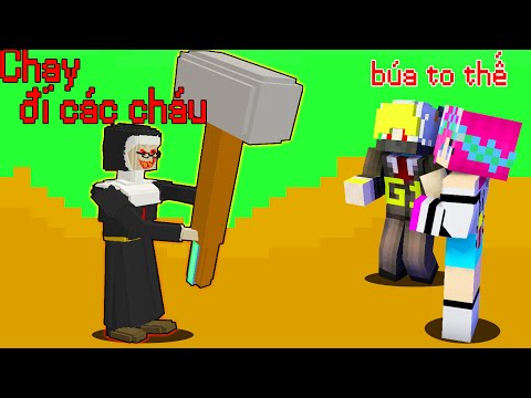 ONE VÀ NOOB YETI THỬ THÁCH CHƠI MINI GAME THOÁT KHỎI BÀ SƠ MA CẦM BÚA KHỔNG LỒ TRONG MINECRAFT