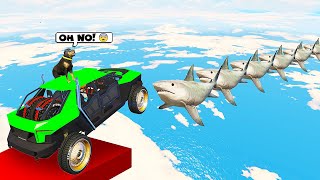 99.9% IMPOSSIBLE DO NOT GET EATEN BY SHARKS CHALLENGE in GTA 5 with CHOP & BOB