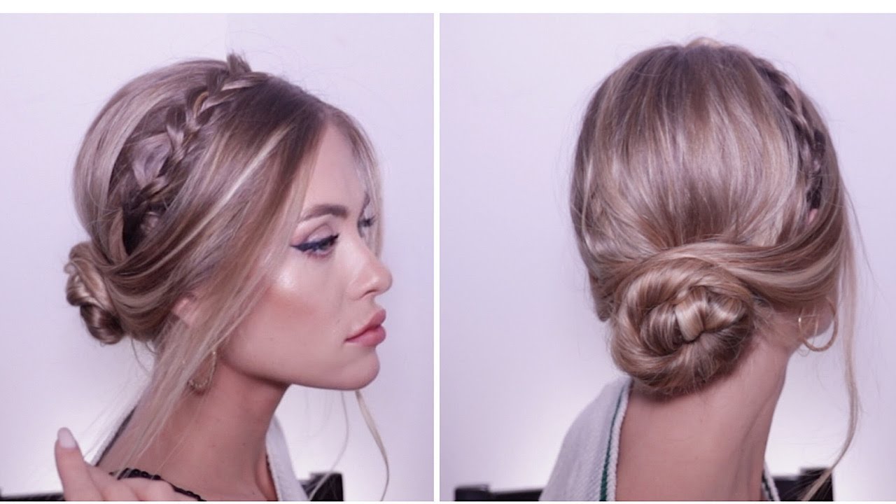 EASY BRAIDED UPDO FOR LONG, MEDIUM HAIR | HAIRSTYLE TUTORIAL - YouTube