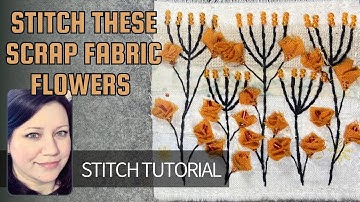 Slow Stitch Flower Tutorial With Scrap Fabric & Beads - #embroidery #stitching #slowstitching