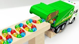 Marble Run Race ☆ HABA Slope & Retro Makita Truck, Garbage Truck Long Version #33