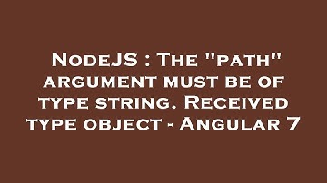 NodeJS : The "path" argument must be of type string. Received type object - Angular 7