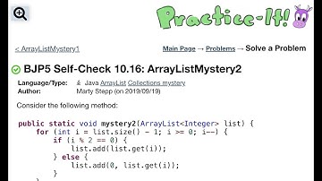 Java Practice It | Self-check 10.16: ArrayListMystery2 | ArrayList, collections, array list, mystery