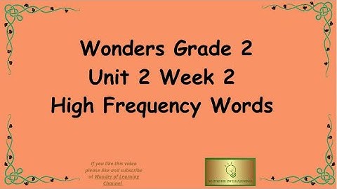Wonders Grade 2 High Frequency Words Unit 2 Week 2