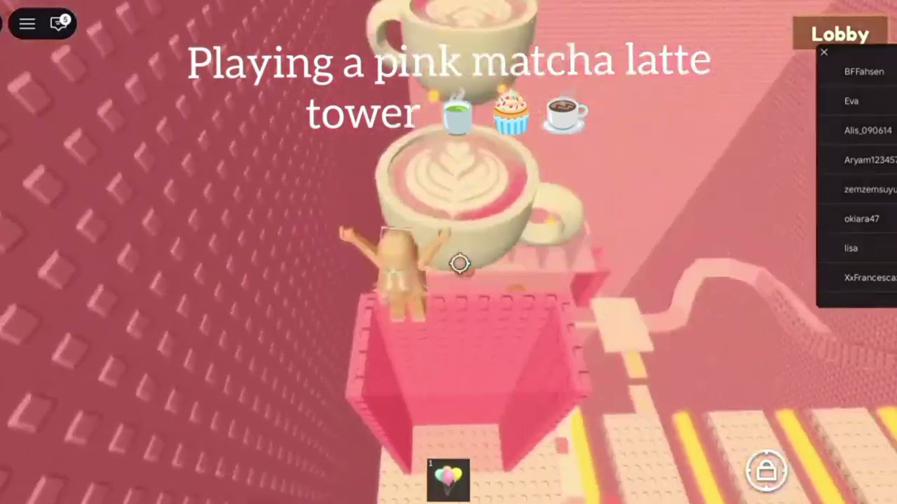Playing a pink matcha latte tower 🍵