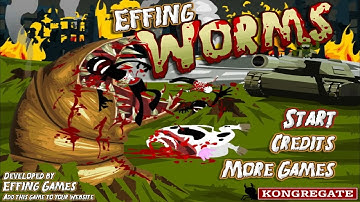 Effing Worms Flash Game Playthrough - Become the Invincible Worm Menace