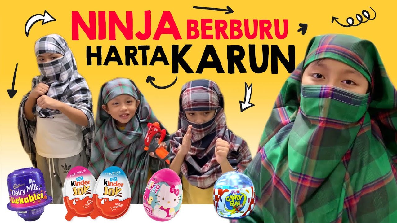 Pixel Jadi Ninja Memburu Harta Karun Malam Hari | Treasure Hunt Game | Kinder Joy Eggs Surprise
