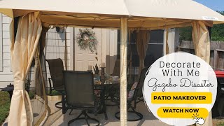 Surprise Patio Makeover Disaster OMG🤦‍♀️|Small Screened Patio Gazebo Makeover Inspo●Decorate with me