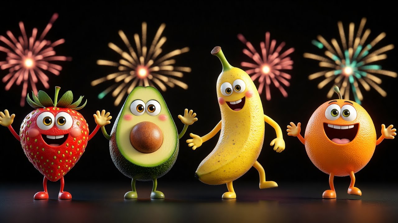 Hickory Dickory Dock 🍎🐭⏰ Dancing Fruit Visual Stimulation Baby Sensory Video