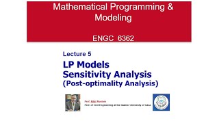 Lecture 5 _ LP Models Sensitivity Analysis (Post-optimality Analysis)