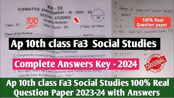 Ap 10th class Social Studies Fa3 question paper 2023-24 with answer|💯Fa3 10th Social answer key 2024