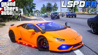 GTA V - LSPDFR มาเป็นตำรวจในเกม GTA V ตำรวจทางหลวง ตั้งด่านจับรถหลบหนี วางตะปูเรือใบดักคนร้าย #249 screenshot 4
