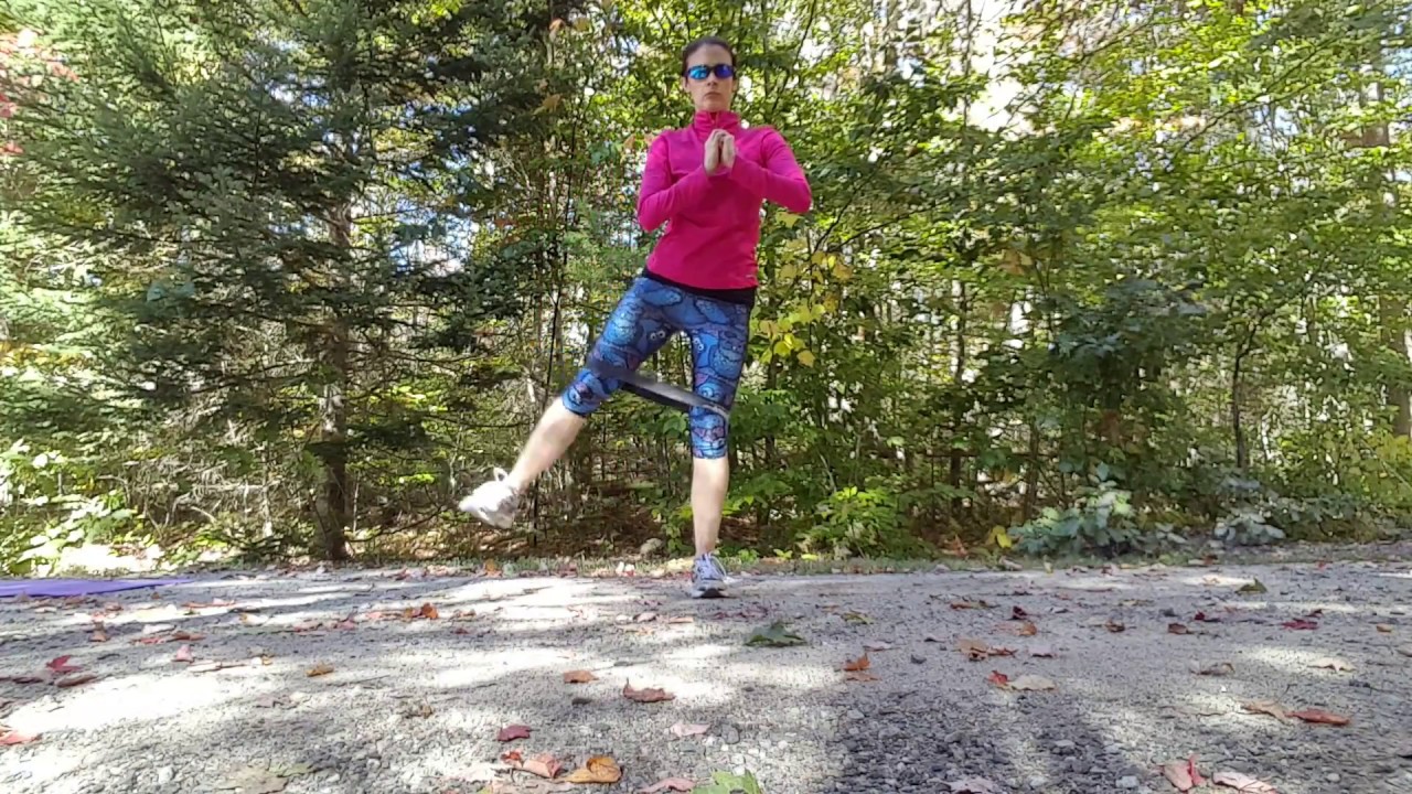 Banded squat with lateral leg lift demo - YouTube