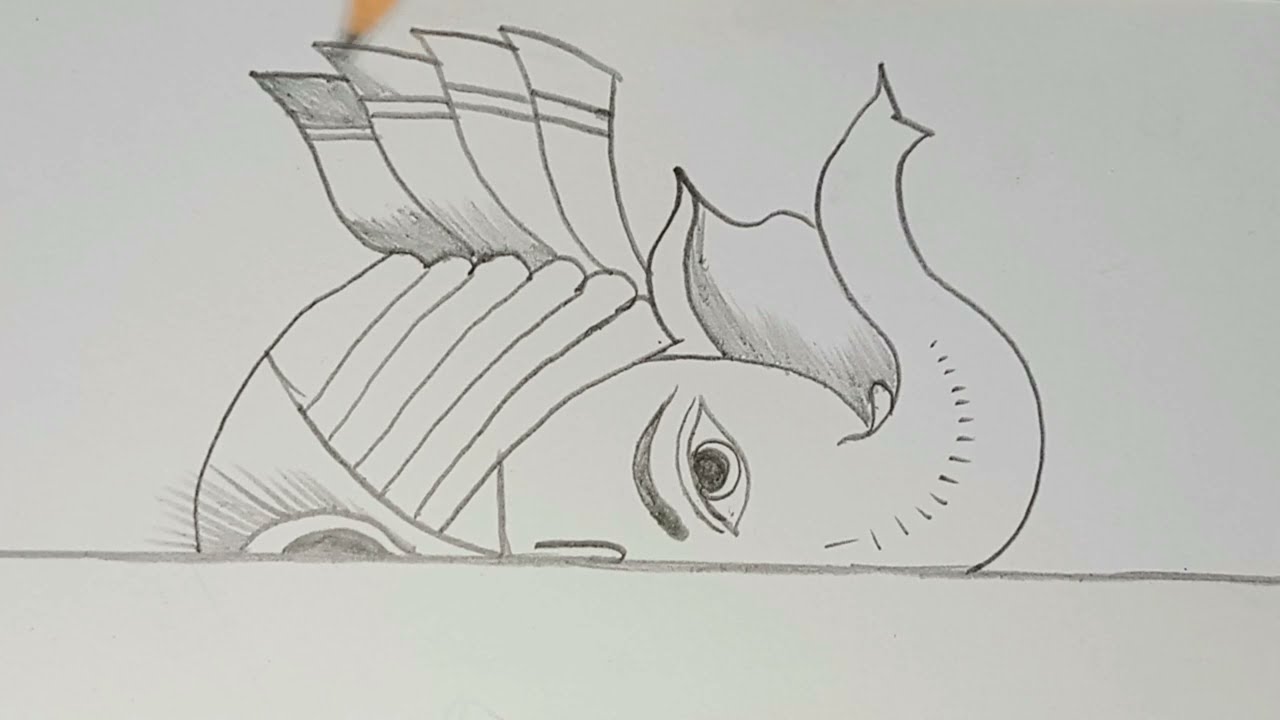 lord half face ganpati bappa drawing step by step/easy ganesh ji drawing 