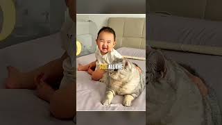 Cat accepted the child as her own son 😜😅 #shorts