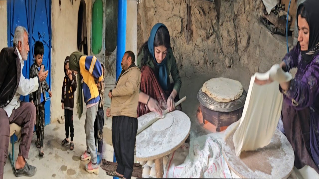 Real nomadic life grandfatheremotional meeting with his grandchildrenRepairing mud house in the rain