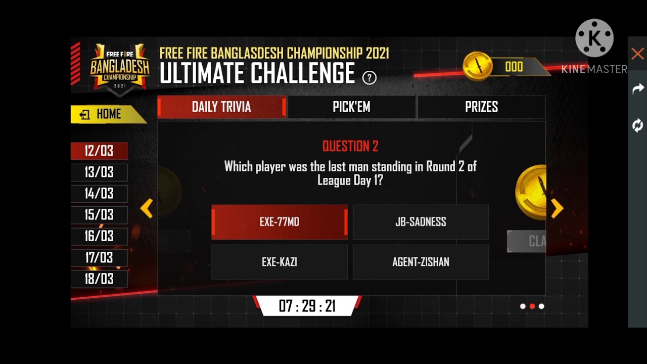 ULTIMATE CHALLENGE ALL ANSWERS IN FREE FIRE